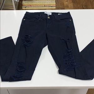 FRAME le skinny de jeanne, dark blue, ripped, 27